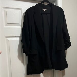 H&M Lined Black Blazer with Ruched Sleeves